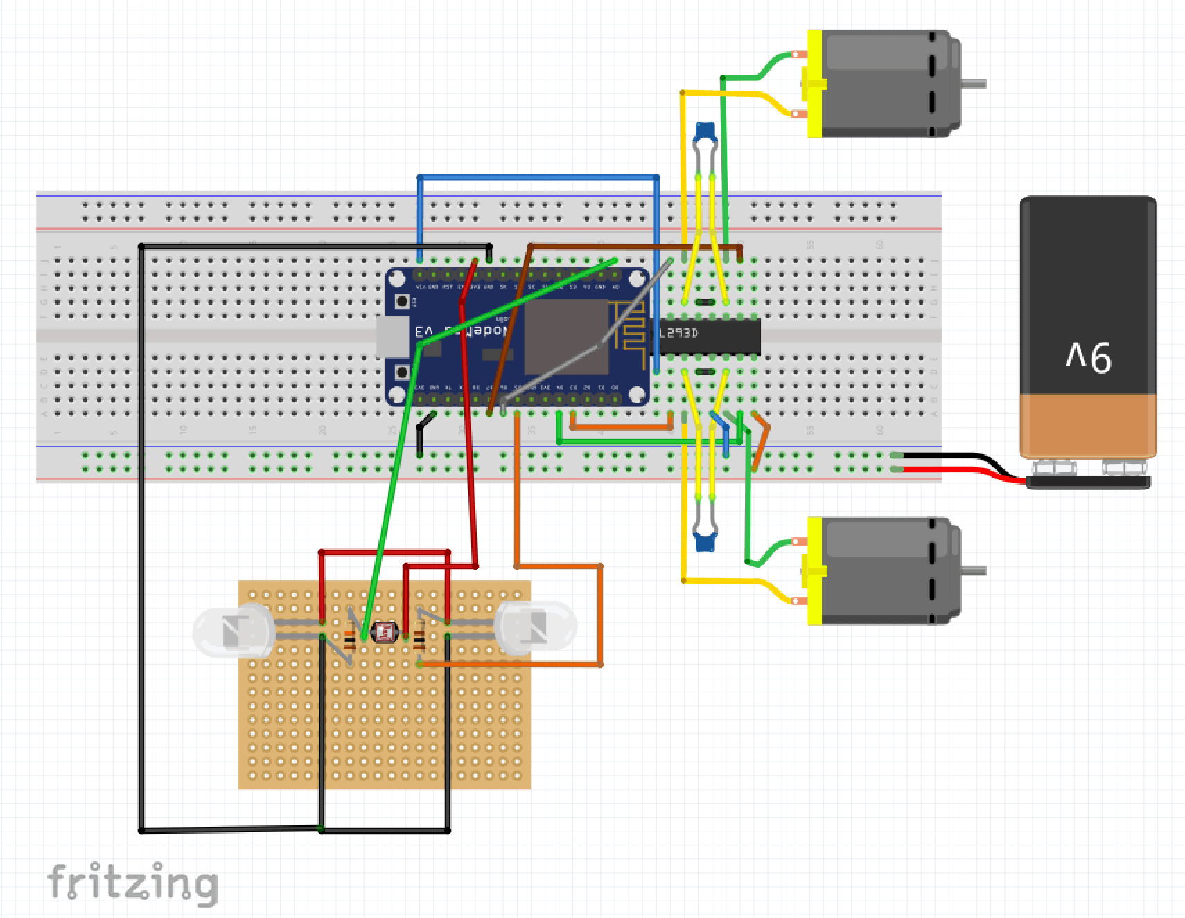 Fritzing schematic including DIY light sensor