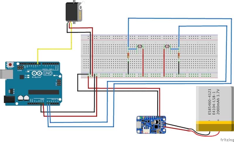 servo, schematic, connections, solar tracker, arduino, BlueStamp Engineering 2018