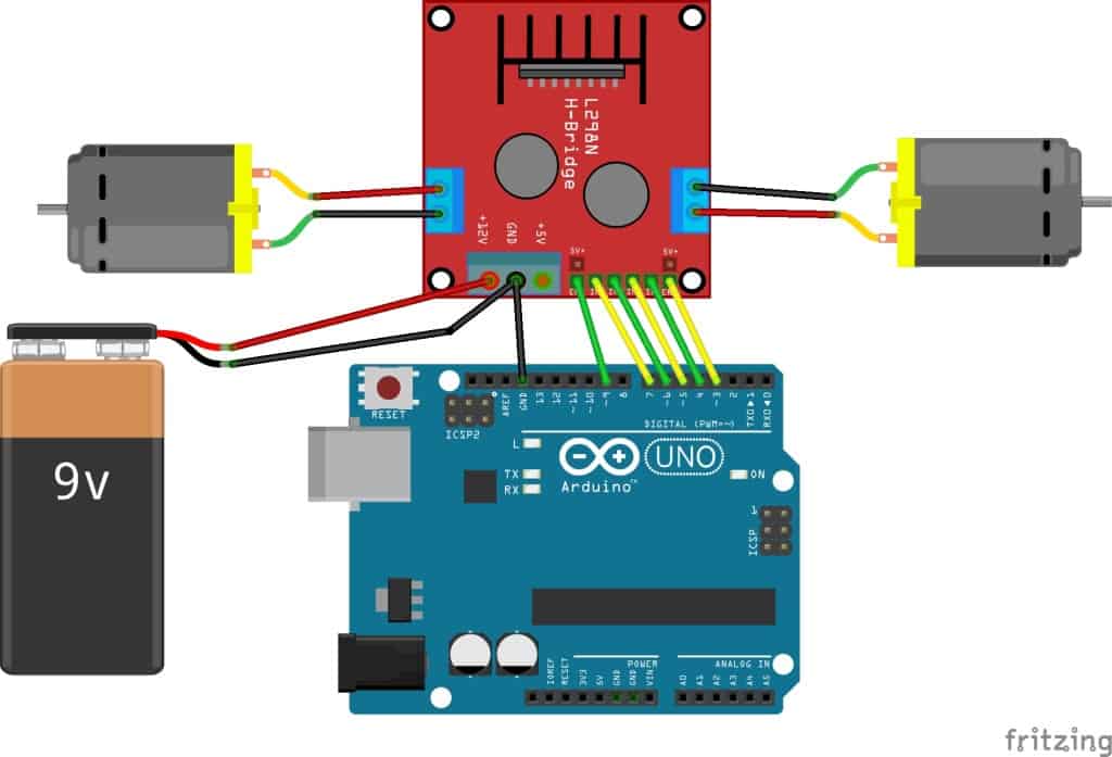 motor driver connected to motors