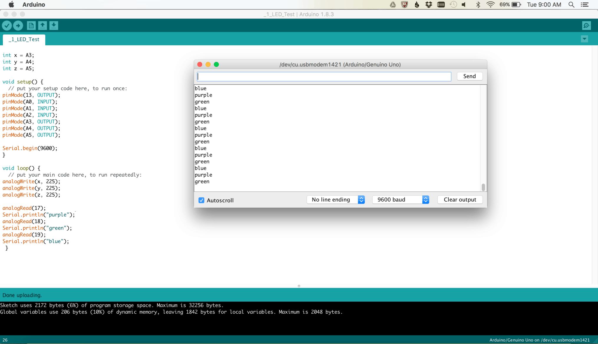 This is the first attempt to test the buttons. This is on Arduino IDE